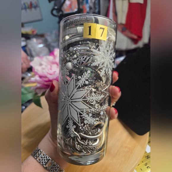 Mystery Glass Jar #17 with ONLY Wearable Jewelry (All Silver) - Picture 2 of 8